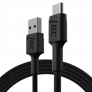 GreenCell USB kabel Green Cell typu A na C, 1,2 m, černý, rychlé nabíjení Power Delivery (60W), QC 3.0