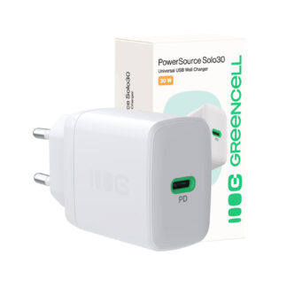 GreenCell Napájecí adaptér PowerSource Solo30, USB-C, 30W, bílá