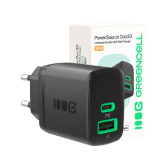 GreenCell Napájecí adaptér PowerSource Duo30, USB-C + USB-A, 30W, černá