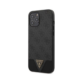 Guess PU 4G Triangle Zadní Kryt pro iPhone 12 Pro Max Šedá