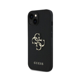Guess PU 4G Metal Logo Zadní Kryt pro iPhone 14 Černá