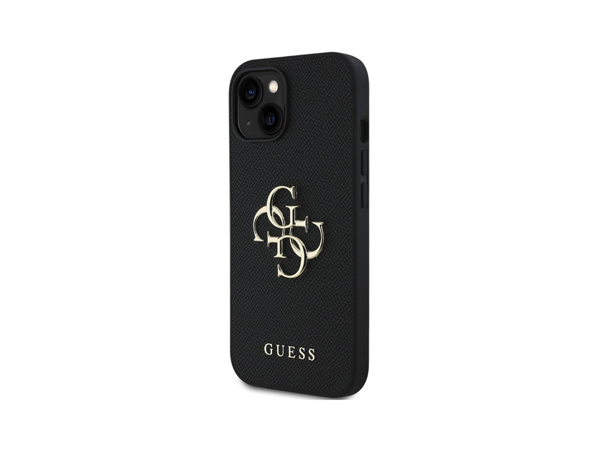 Guess PU 4G Metal Logo Zadní Kryt pro iPhone 14 Černá