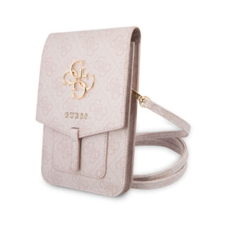 Guess PU 4G Metal Logo Taška na Telefon Růžová