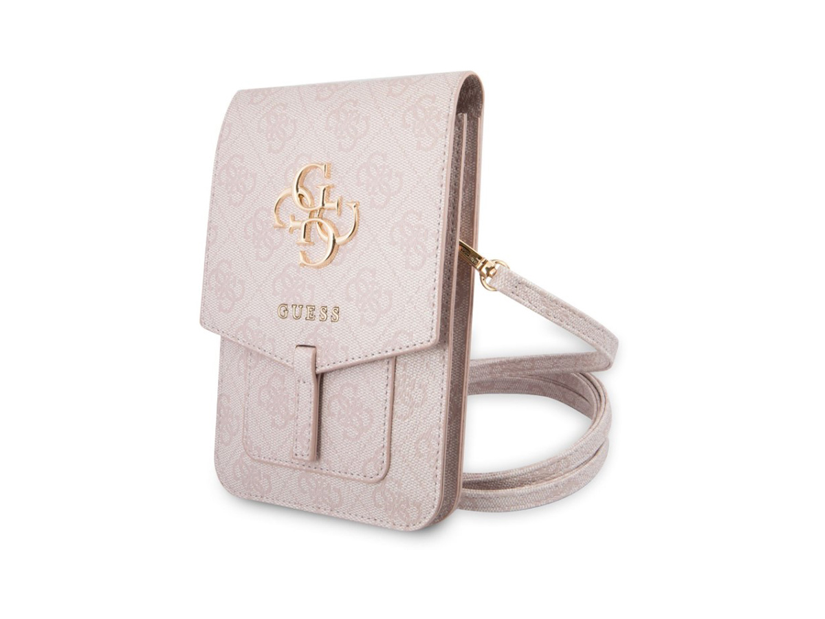 Guess PU 4G Metal Logo Taška na Telefon Růžová