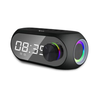 Kisonli LP-2S reproduktor, Bluetooth, hodiny, SD, FM, AUX, RGB, Černá