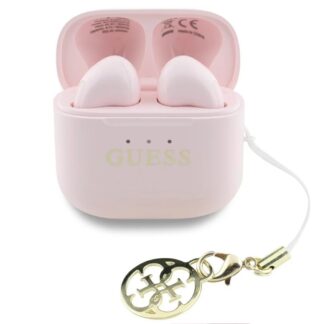 Guess Classic Logo Charm TWS Bezdrátová Sluchátka Růžová