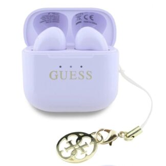 Guess Classic Logo Charm TWS Bezdrátová Sluchátka Fialová