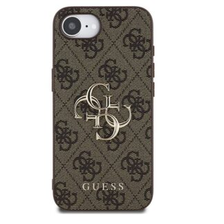 Guess PU 4G Metal Logo Zadní Kryt pro iPhone 16e Hnědá