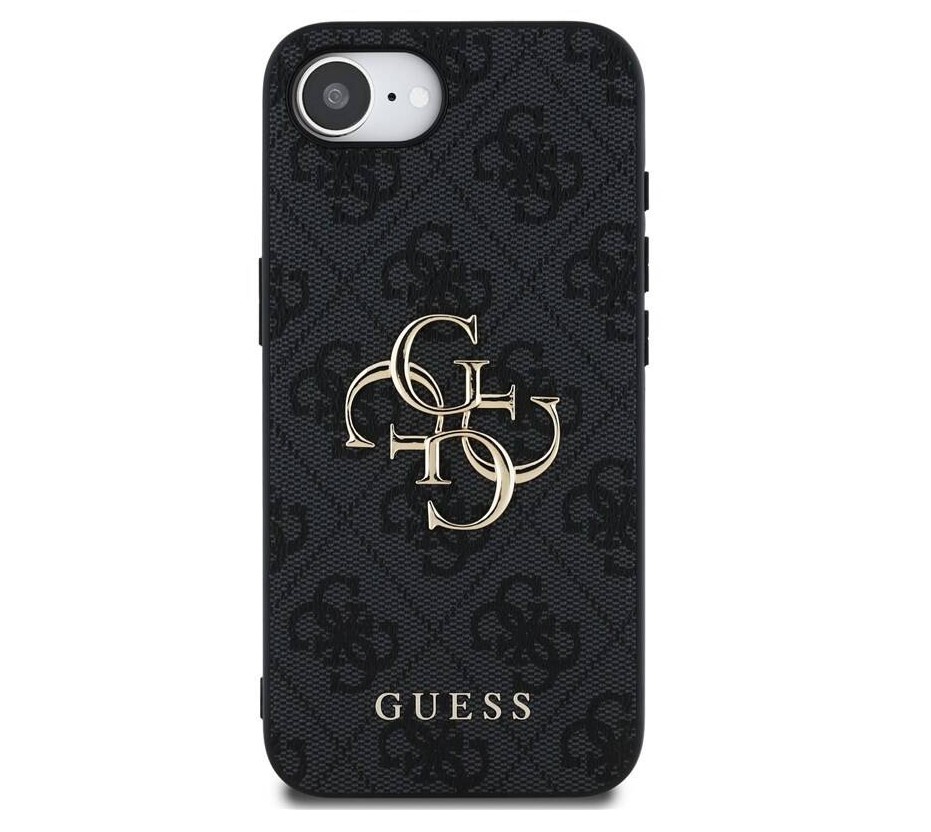 Guess PU 4G Metal Logo Zadní Kryt pro iPhone 16e Šedá