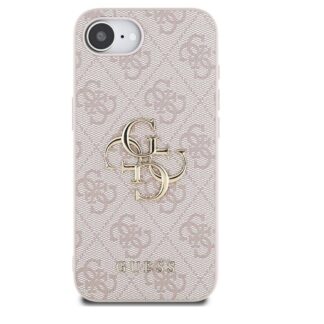 Guess PU 4G Metal Logo Zadní Kryt pro iPhone 16e Růžová