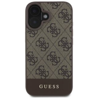 Guess PU 4G Stripe Zadní Kryt pro iPhone 16 Hnědá