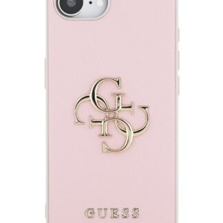 Guess PU Grained 4G Metal Logo Zadní Kryt pro iPhone 16e Růžová