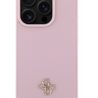 Guess PU Grained 4G Small Metal Logo MagSafe Zadní Kryt pro iPhone 16 Pro Růžová