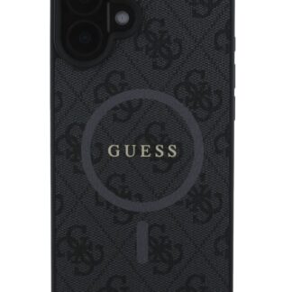 Guess PU Leather 4G Colored Ring MagSafe Zadní Kryt pro iPhone 16 Černá