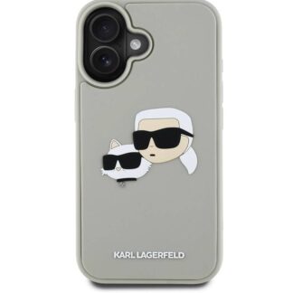 Karl Lagerfeld 3D Rubber Double Heads Zadní Kryt pro iPhone 16 Béžová