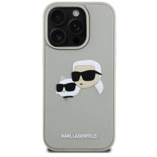 Karl Lagerfeld 3D Rubber Double Heads Zadní Kryt pro iPhone 16 Pro Béžová