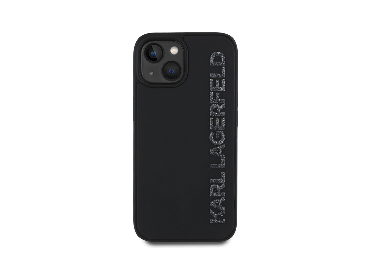 Karl Lagerfeld 3D Rubber Glitter Logo Zadní Kryt pro iPhone 13 Černá