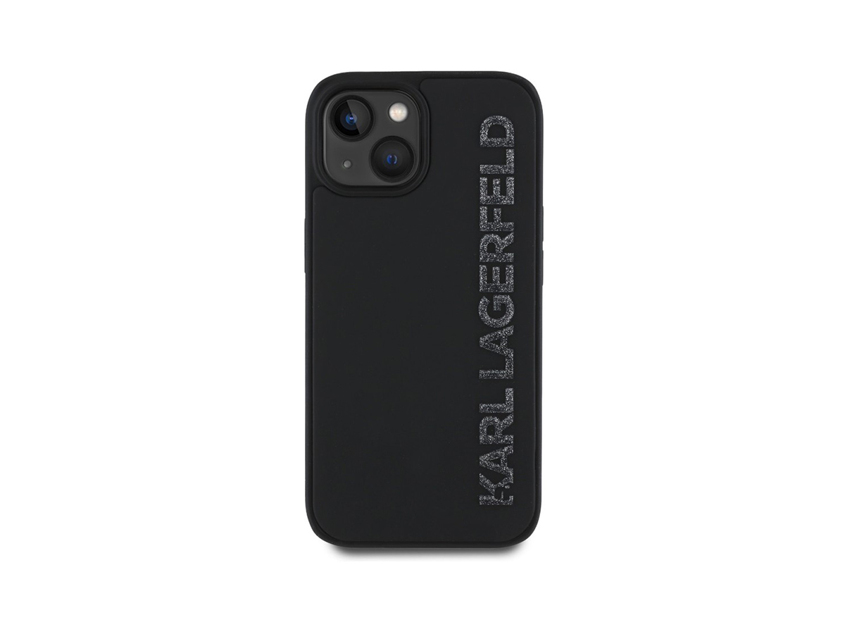 Karl Lagerfeld 3D Rubber Glitter Logo Zadní Kryt pro iPhone 14 Černá