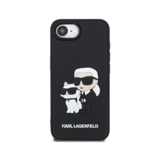 Karl Lagerfeld 3D Rubber Karl and Choupette Zadní Kryt pro iPhone 16e Černá