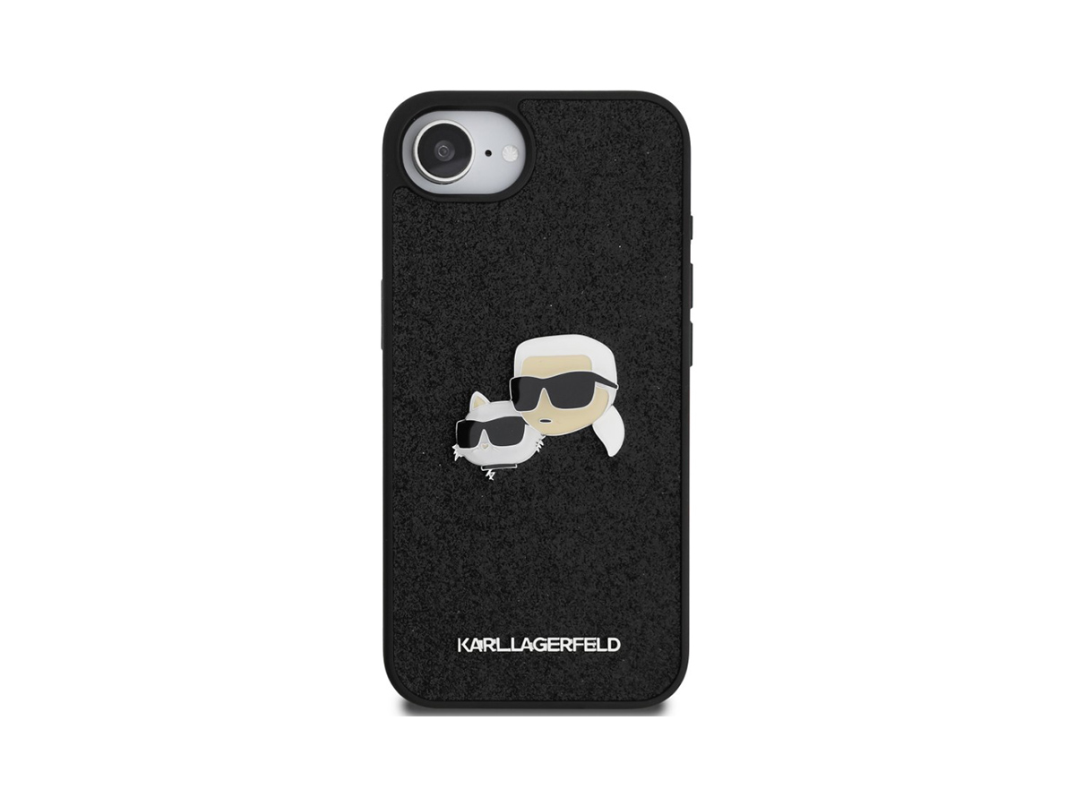 Karl Lagerfeld Fixed Glitter Metal K&CH Zadní Kryt pro iPhone 16e Černá