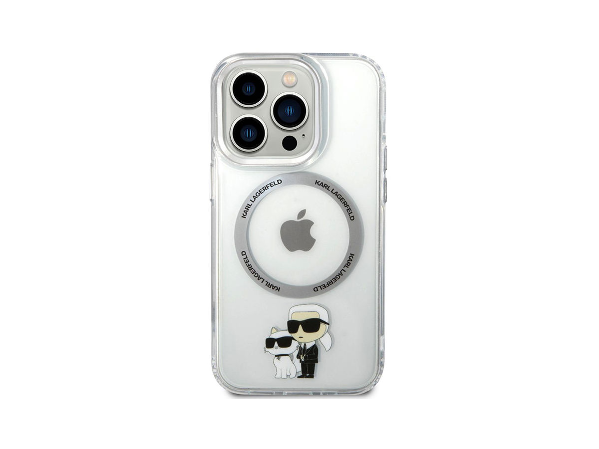 Karl Lagerfeld IML Karl and Choupette MagSafe Zadní Kryt pro iPhone 15 Pro Průhledná
