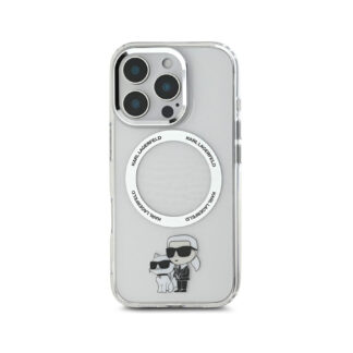 Karl Lagerfeld IML Karl and Choupette MagSafe Zadní Kryt pro iPhone 16 Pro Průhledná