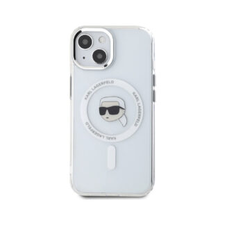 Karl Lagerfeld IML Karl Head Metal Frame MagSafe Zadní Kryt pro iPhone 15 Průhledná