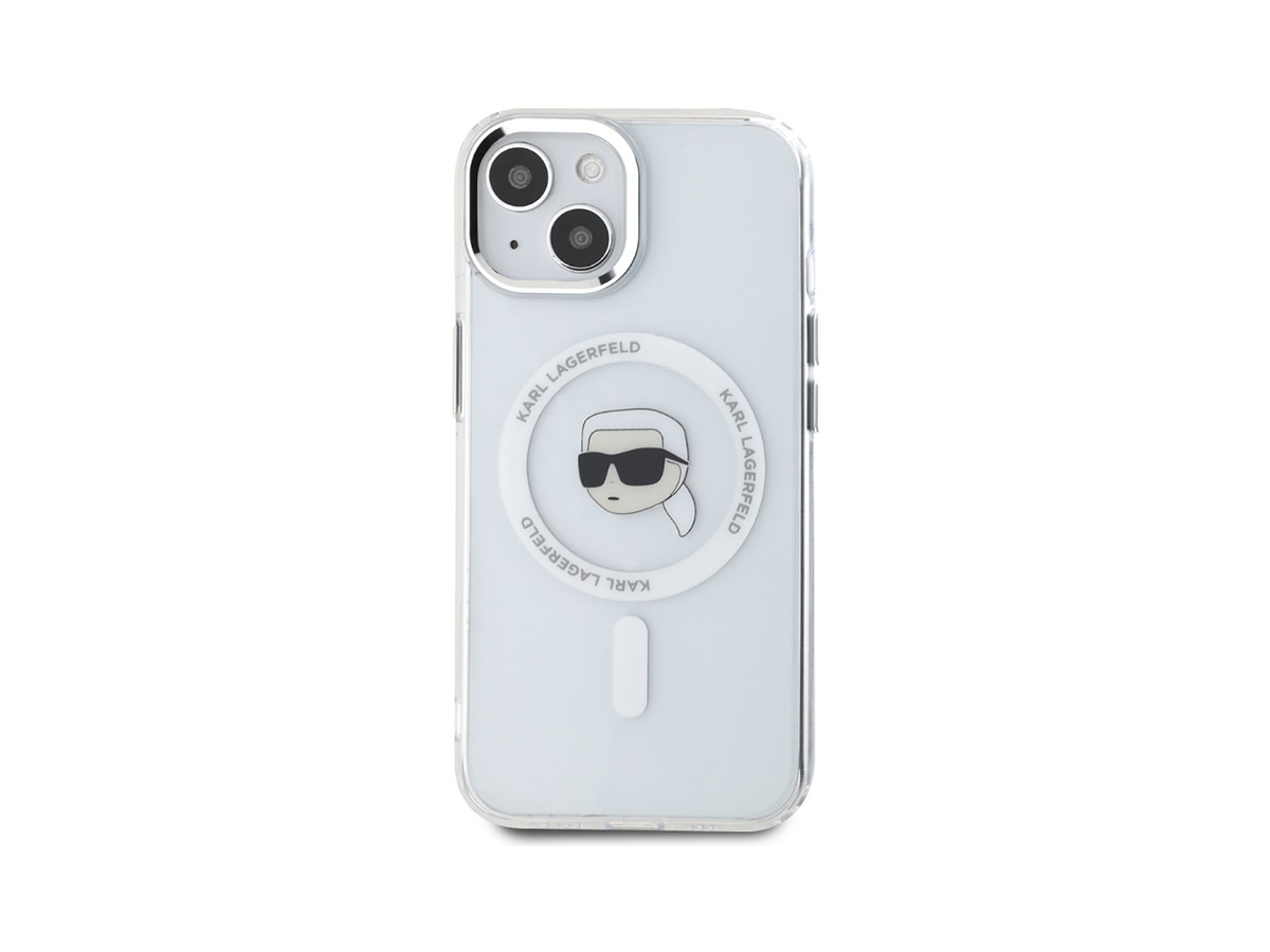 Karl Lagerfeld IML Karl Head Metal Frame MagSafe Zadní Kryt pro iPhone 15 Průhledná