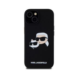 Karl Lagerfeld Liquid Silicone Double Heads MagSafe Zadní Kryt pro iPhone 15 Černá