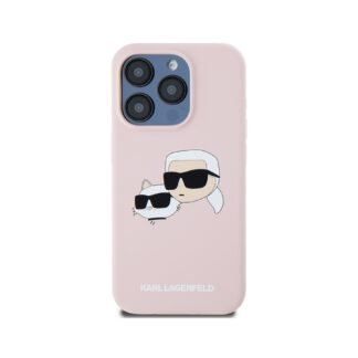 Karl Lagerfeld Liquid Silicone Double Heads MagSafe Zadní Kryt pro iPhone 15 Pro Růžová