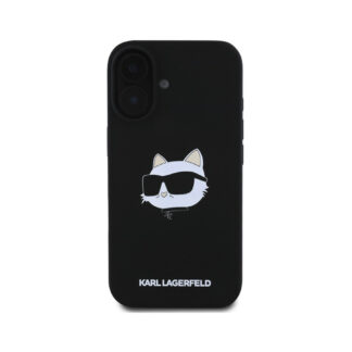 Karl Lagerfeld Liquid Silicone Choupette Head MagSafe Zadní Kryt pro iPhone 16 Černá