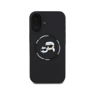 Karl Lagerfeld Liquid Silicone K&CH Heads MagSafe Zadní Kryt pro iPhone 16 Černá
