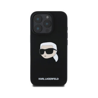 Karl Lagerfeld Liquid Silicone Karl Head MagSafe Zadní Kryt pro iPhone 16 Pro Černá