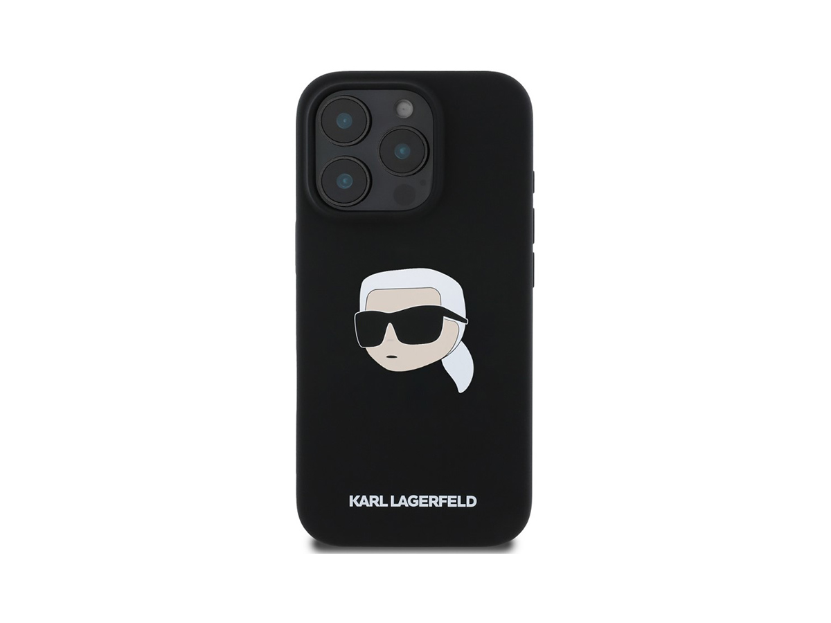 Karl Lagerfeld Liquid Silicone Karl Head MagSafe Zadní Kryt pro iPhone 16 Pro Černá