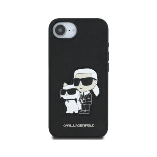 Karl Lagerfeld PU Saffiano Karl and Choupette Zadní Kryt pro iPhone 16e Černá