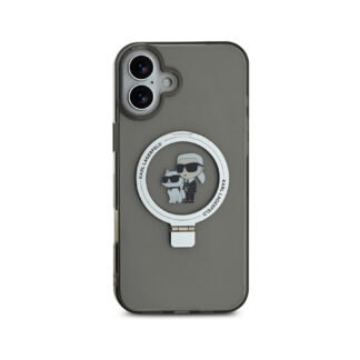 Karl Lagerfeld Ringstand Karl and Choupette MagSafe Zadní Kryt pro iPhone 16 Černá