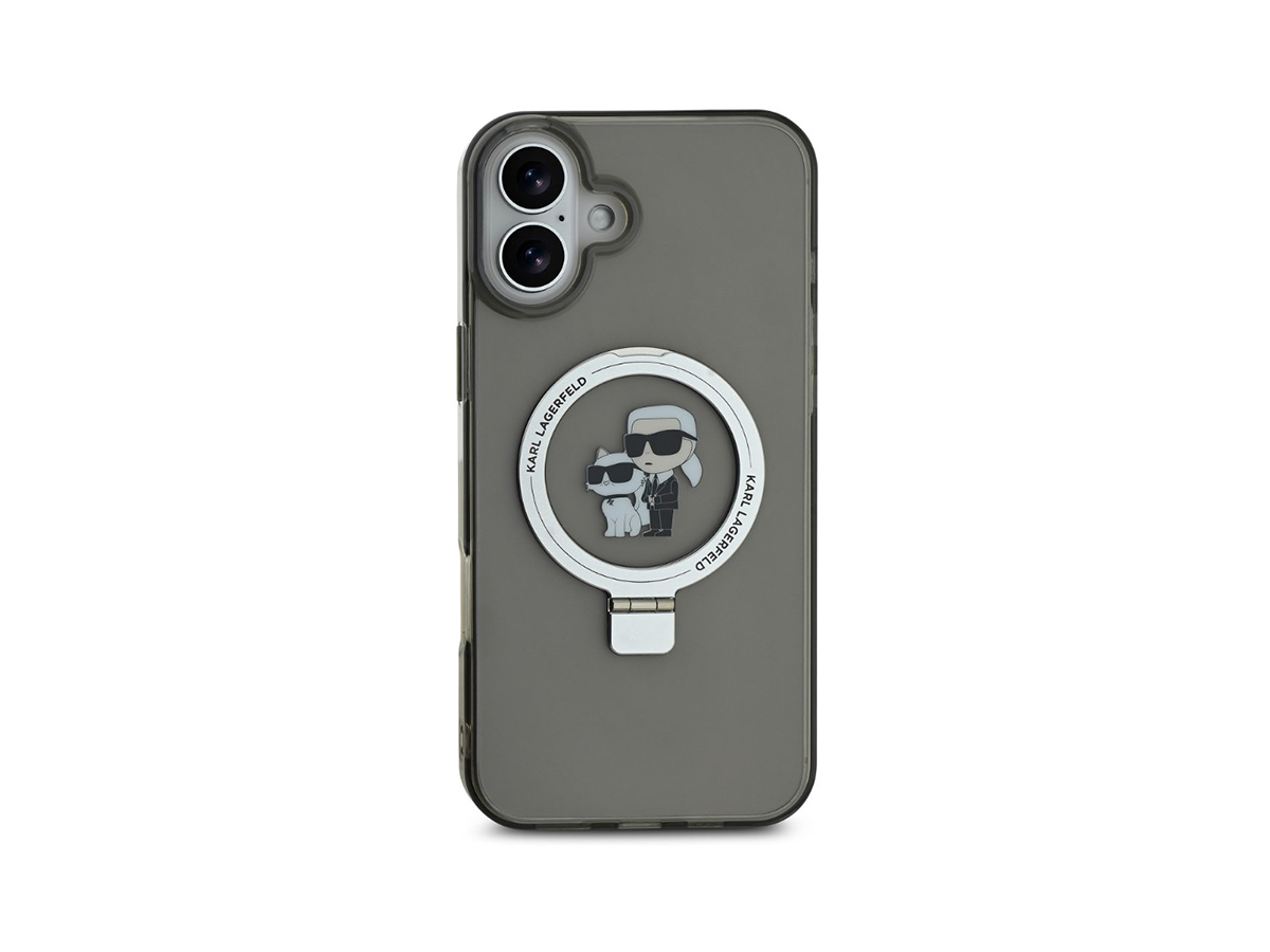 Karl Lagerfeld Ringstand Karl and Choupette MagSafe Zadní Kryt pro iPhone 16 Černá