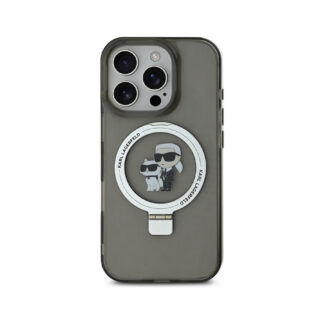 Karl Lagerfeld Ringstand Karl and Choupette MagSafe Zadní Kryt pro iPhone 16 Pro Černá