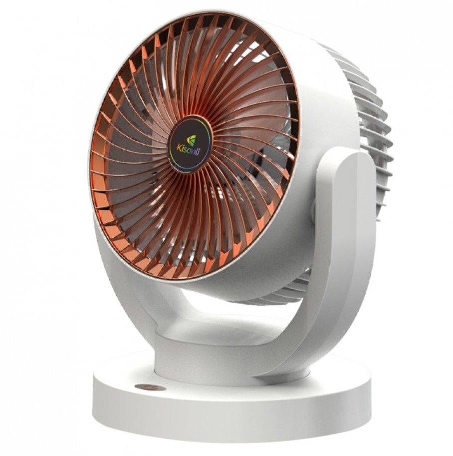 Přenosný ventilátor Kisonli F103, 2400mAh – bílá/zlatá