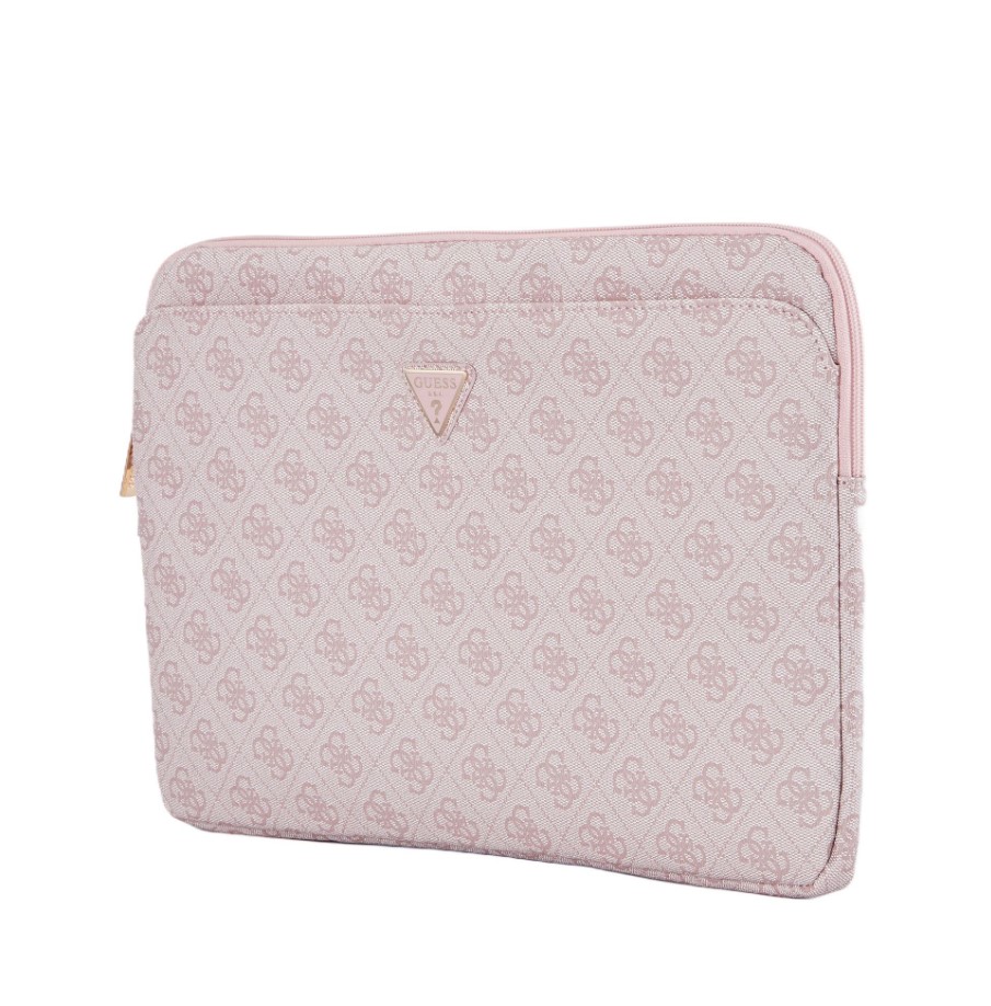 Guess PU 4G Triangle Logo Obal pro Notebook 14" - růžová
