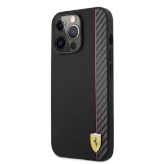 Ferrari Smooth and Carbon Effect Zadní Kryt pro iPhone 13 Pro Black