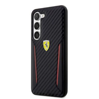 Ferrari PU Carbon Zadní Kryt pro Samsung Galaxy S23 Black