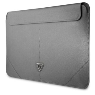 Guess Saffiano Triangle Metal Logo Computer Sleeve 13/14" Silver
