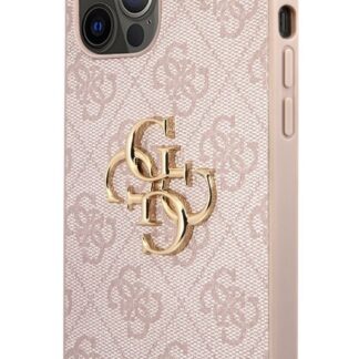 Guess PU 4G Metal Logo Zadní Kryt pro iPhone 12 Pro Max Pink