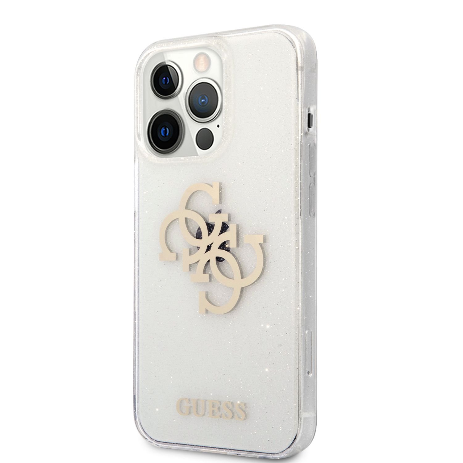 Guess TPU Big 4G Full Glitter Zadní Kryt pro iPhone 13 Pro Max Transparent
