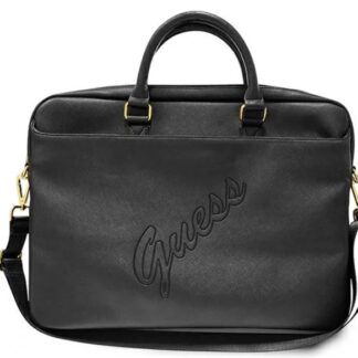 Guess PU Saffiano Vintage Script počítačová taška 15/16" černá