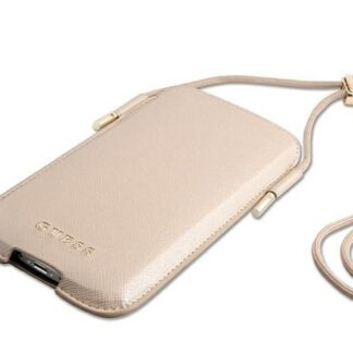 Kabelka Guess 6,7" zlatá Saffiano