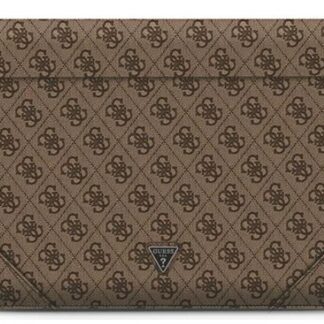 Guess PU 4G Triangle Metal Logo pouzdro na notebook 16" hnědé