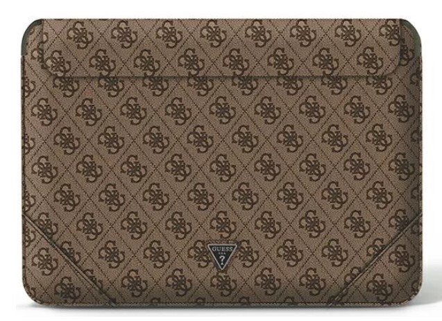 Guess PU 4G Triangle Metal Logo pouzdro na notebook 16" hnědé