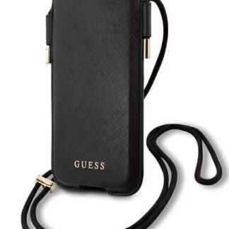 Guess PU Saffiano Pouch Script Logo S/M Black